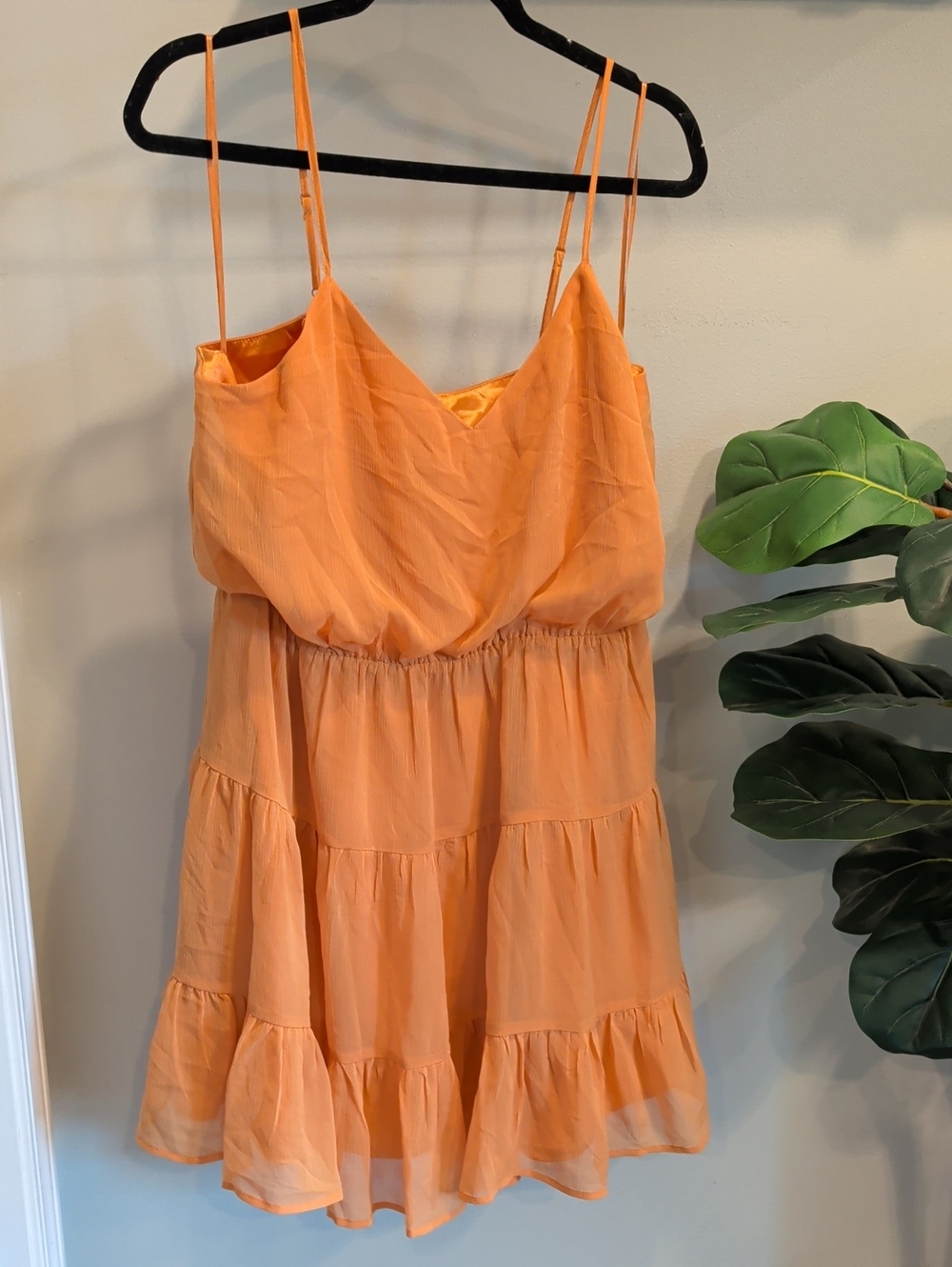 Express Mustard Tiered Mini Dress